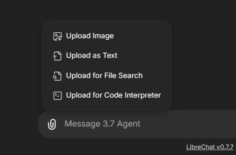 Upload as Text option in the attachment menu